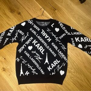 Karl Lagerfeld Black and White Logo Crewneck Sweater